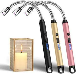 LcFun 3 Pack Electric Candle Lighter Windproof USB Rechargeable Plasma Lighter with LED Battery Display, Flameless Long Arc Lighters for Grill BBQ Camping Fireplace Stove(Black,Blue,Silver) LcFun 3 Pack Electric Candle Lighter Windproof USB Rechargeable Plasma Lighter with LED Battery Display, Flameless Long Arc Lighters for Grill BBQ Camping Fireplace Stove(Black,Blue,Silver)