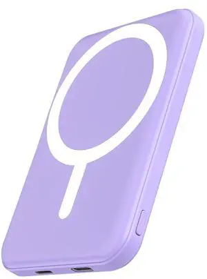 podoru for Magsafe Battery Pack, 5000mAh Magnetic Power Bank with Type-C Cable 20W PD Fast Charging Lighting Input Wireless Portable Charger for iPhone iPhone 17/16/15/14/13/12/ All Series-Purple podoru for Magsafe Battery Pack, 5000mAh Magnetic Power Bank with Type-C Cable 20W PD Fast Charging Lighting Input Wireless Portable Charger for iPhone iPhone 17/16/15/14/13/12/ All Series-Purple