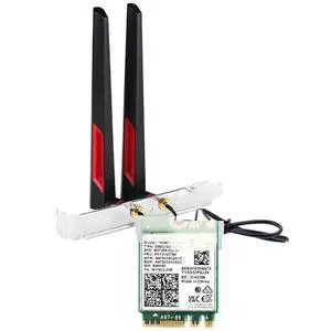 AX210 WiFi 6E Card - Tri-Band 5400Mbps (6GHz/5GHz/2.4GHz) BT 5.3 - M.2 Desktop Adapter with 10dBi High-Gain Antennas - Low Profile Bracket - Compatible Windows 11/10 (AX210NGW) AX210 WiFi 6E Card - Tri-Band 5400Mbps (6GHz/5GHz/2.4GHz) BT 5.3 - M.2 Desktop Adapter with 10dBi High-Gain Antennas - Low Profile Bracket - Compatible Windows 11/10 (AX210NGW)