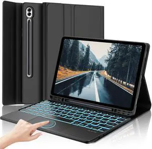 Keyboard Case for Galaxy Tab S10 Plus/S9FE Plus, Multi-Touch Trackpad, 7 Color Backlit, Detachable Wireless Bluetooth Keyboard, S Pen Holder, Smart Folio Cover for Galaxy Tab S10+/S9FE+ 12.4", Black Keyboard Case for Galaxy Tab S10 Plus/S9FE Plus, Multi-Touch Trackpad, 7 Color Backlit, Detachable Wireless Bluetooth Keyboard, S Pen Holder, Smart Folio Cover for Galaxy Tab S10+/S9FE+ 12.4", Black