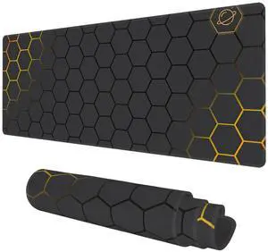 Desk Mat, Black Gold Honeycomb Technology Extended Gaming Mouse Pad Large, 31.5"x11.8" Big Mouse Pad with Non-Slip Base and Stitched Edge, Long Computer Keyboard Mouse Mat for Home Office Work Desk Mat, Black Gold Honeycomb Technology Extended Gaming Mouse Pad Large, 31.5"x11.8" Big Mouse Pad with Non-Slip Base and Stitched Edge, Long Computer Keyboard Mouse Mat for Home Office Work