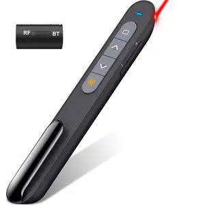 Presentation Clicker Compatible with Bluetooth and RF 2.4GHz Dual Modes Red Light, Wireless Presenter Remote Control for Powerpoint Presentations Pointer Slide Clicker for Mac Computer Powered by AAA Presentation Clicker Compatible with Bluetooth and RF 2.4GHz Dual Modes Red Light, Wireless Presenter Remote Control for Powerpoint Presentations Pointer Slide Clicker for Mac Computer Powered by AAA