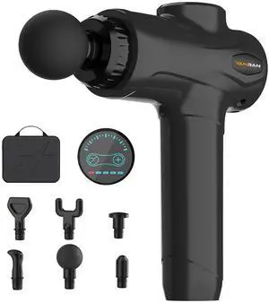 YANRAN Deep Tissue Massage Gun Portable, Percussion Massage Gun with 7 Levels & 6 Massage Heads, Electric Massager for Muscles Pain Relief, Gifts for Men Women Athletes for Sports and Relaxation YANRAN Deep Tissue Massage Gun Portable, Percussion Massage Gun with 7 Levels & 6 Massage Heads, Electric Massager for Muscles Pain Relief, Gifts for Men Women Athletes for Sports and Relaxation