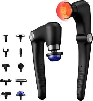JOYSUWERUN Massage Gun with 10 Replacement Heads, Massage Gun with Heat, Back Massager for Pain Relief Deep Tissue, Massager for Shoulder & Back Muscle Recovery, (Black) JOYSUWERUN Massage Gun with 10 Replacement Heads, Massage Gun with Heat, Back Massager for Pain Relief Deep Tissue, Massager for Shoulder & Back Muscle Recovery, (Black)