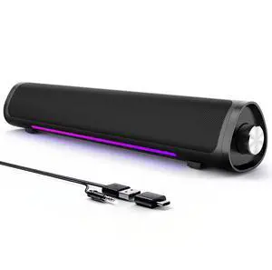 Auphyra Computer Speakers for Desktop PC, Gaming PC Sound Bar, Plug and Play - USB Power with 3.5mm Audio, RGB Gradient Lighting, One-knob Control, for Computers/Laptops/Monitors Auphyra Computer Speakers for Desktop PC, Gaming PC Sound Bar, Plug and Play - USB Power with 3.5mm Audio, RGB Gradient Lighting, One-knob Control, for Computers/Laptops/Monitors