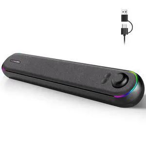 Desktop Computer Speakers, Stereo Soundbar, Bluetooth 5.3, USB/Type-C Power and Audio Transmission, Plug-and-Play, Compatible with PC, Mac, Laptops, Monitors, RGB Lighting, Wired Gaming Speakers Desktop Computer Speakers, Stereo Soundbar, Bluetooth 5.3, USB/Type-C Power and Audio Transmission, Plug-and-Play, Compatible with PC, Mac, Laptops, Monitors, RGB Lighting, Wired Gaming Speakers