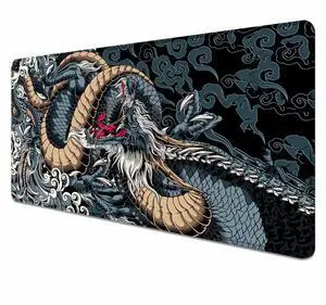 Extended Large Gaming Mouse Pad with Stitched Edges, Japanese Black Dragon Desk Mat for Computer, Non-Slip Big Mouse Pad with Keyboard Pad for Work, Gamer, Office, Home - 35.4 x 15.7 in Extended Large Gaming Mouse Pad with Stitched Edges, Japanese Black Dragon Desk Mat for Computer, Non-Slip Big Mouse Pad with Keyboard Pad for Work, Gamer, Office, Home - 35.4 x 15.7 in