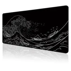 Gaming Mouse Pad for Desk,Large Mousepad Laptop,Black White Japanese Wave Anime Mouse Mat,Long XXL Waterproof Keyboard Pads,Big Non-Slip Computer Mousepads for Game Office Home31.5 x 11.9 in Gaming Mouse Pad for Desk,Large Mousepad Laptop,Black White Japanese Wave Anime Mouse Mat,Long XXL Waterproof Keyboard Pads,Big Non-Slip Computer Mousepads for Game Office Home31.5 x 11.9 in