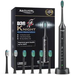BAOVERI Sonic Electric Toothbrush for Adults and Kids - Wireless Rechargeable Toothbrush, 6 Brush Heads - 5 Brushing Modes with 3 Intensities - 42000 VPM Motor - Charge Lasts Up to 60 Days BAOVERI Sonic Electric Toothbrush for Adults and Kids - Wireless Rechargeable Toothbrush, 6 Brush Heads - 5 Brushing Modes with 3 Intensities - 42000 VPM Motor - Charge Lasts Up to 60 Days