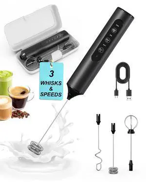 Soenglyun Rechargeable Milk Frother with Box, Handheld 3-Speed Coffee Frother with 3 Whisk, Electric Frother Wand for Coffee, Latte, Cappuccino, Hot Chocolate, Matcha and Egg Soenglyun Rechargeable Milk Frother with Box, Handheld 3-Speed Coffee Frother with 3 Whisk, Electric Frother Wand for Coffee, Latte, Cappuccino, Hot Chocolate, Matcha and Egg