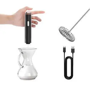 SOUNIR Electric Milk Frother Handheld & Stand, Rechargeable with Detachable Whisk - Fast Foam Maker for Latte, Cappuccino, Hot Chocolate, Egg Black SOUNIR Electric Milk Frother Handheld & Stand, Rechargeable with Detachable Whisk - Fast Foam Maker for Latte, Cappuccino, Hot Chocolate, Egg Black