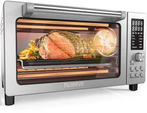 Nuwave Bravo Pro Smart 21QT Toaster Oven Air Fryer Combo, Convection Oven Countertop, 10 functions all in 1, with even & quick crisp technology, 50-450°F, 1800W, Stainless Steel