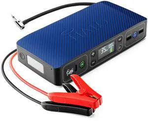HALO Bolt Air 58830 Portable Car Battery Jump Starter | 100 PSI Air Compressor, 58.8Wh USB Power Bank, Emergency Floodlight & Charger, Jumps Cars SUVs & Trucks, Inflates Tires, TSA Approved  Blue