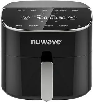 Nuwave Brio Plus 8 Qt Air Fryer, PFAS Free, New & Improved, Digital Touch Screen, Cool White Display, 50°F~400°F in Precise 5°, 5 Cook Functions, 100 Presets & 50 Memory, 3 Wattages 700, 1500, 1800