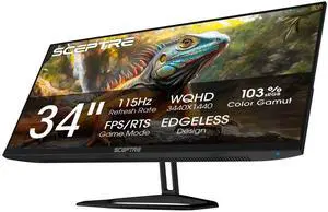Sceptre New 34-inch IPS Gaming Monitor 3440 x 1440 up to 115Hz DP HDM Build-in Speakers, Machine Black 2026