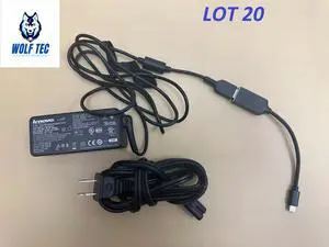 LOT 20 Lenovo Yoga 370 T470 T570 20V Type-C USB-C AC Adapter 45W Laptop Charger LOT 20 Lenovo Yoga 370 T470 T570 20V Type-C USB-C AC Adapter 45W Laptop Charger
