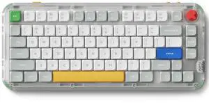 Wireless Low Profile Keyboard with Knob,75% Layout 80 Keys RGB Backlit, Hot Swappable Gaming Mechanical Keyboard with PBT Keycaps,Support BT/2.4G/USB-C (Blush Nano Switch)