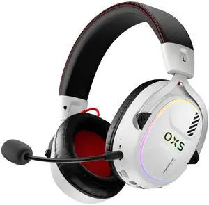 OXS Storm G2 Wireless Gaming Headsets, 7.1 Virtual Surround Sound, 3 EQ Modes, 2.4G Low Latency, 50mm Driver, 40H Playtime, RGB Light, Bluetooth 5.3, Compatible with PC, Console, Mobile, White