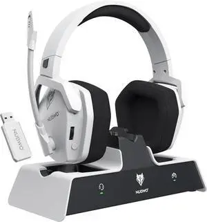 G06 Pro Wireless Gaming Headset with Charging Station for Headset & PS5 Controller, 17ms Low Latency, 120H Battery Life, Dynamic 50mm Drivers-White (Only Compatible with PS5)