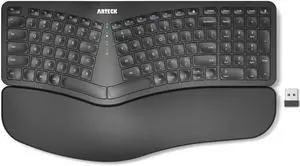Split Ergonomic Keyboard with Cushioned Wrist and Palm Rest, 2.4G USB Wireless Comfortable Natural Ergonomic Split Keyboard, for Windows Computer Desktop Laptop