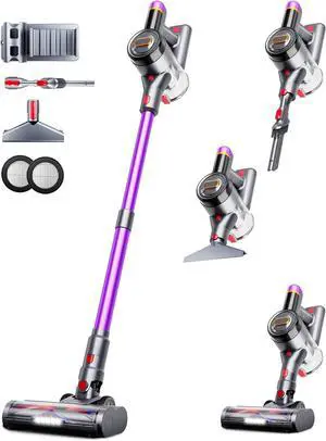 Cordless Vacuum Cleaner, Upgraded 550W 45Kpa 60Mins Vacuum Cleaners for Home, Anti-Tangle Stick Vacuum with Self-Standing, LED Display, 8-in-1 Wireless Vacuum for Carpet Pet Hair Hardfloor