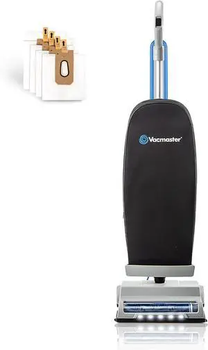 Vacmaster UB0402 Commercial Vacuum Cleaner Ultra-Lightweight 14L Capacity Bagged Upright Vac with LED Headlight and 2-Speed Setting Powerful Suction for Pets, Carpets & Hard Floor