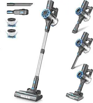 Cordless Stick Vacuum Cleaner with Self-Standing, 8-in-1 Vacuum Cleaners for Home, Lightweight Powerful Vacuum with LED Screen, Rechargeable Vacuum for Carpet, Pet Hair, Hardwood Floors