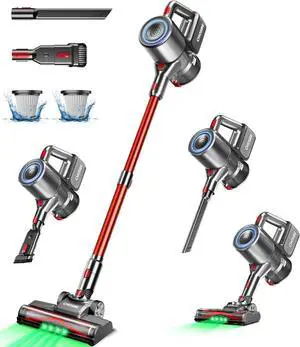 Cordless Vacuum Cleaner, 500W/40Kpa Stick Vacuum with 45Mins Runtime, Self-Standing Vacuum Cleaners for Home, Anti-Tangle, 1.5L Dust Cup, Rechargeable Vacuum for Hardwood Floor Carpet Pet Hair