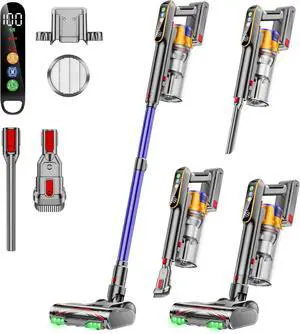 Cordless Vacuum Cleaner, 580W 48KPA 60 Mins Vacuum Cleaners for Home, Stick Vacuum with 1.8L Large Dust Cup, Wall Mount Charging, Anti-Tangle Wireless, Green Light for Pet Hair, Carpets, Hardwood