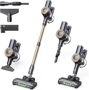 Cordless Vacuum Cleaner, 30Kpa Stick Vacuum with Anti-Tangle Brush and Green Headlight, Self-Standing, Up to 45Mins Runtime, Wireless Vacuum Cleaner for Pet Hair, Carpet, Hard Floor, Home