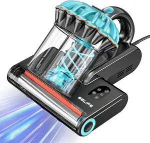 Belife M8 Mattress Vacuum Cleaner, Anti-allergen Bed Vacuum Cleaner with UV & Hot Air & High Heating, 550W 18Kpa Powerful Suction Double-Cup Handheld Vacuum for Bed, Couch, Sofa, Corded (Blue)