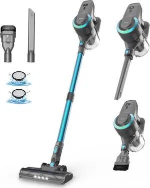 DEVOAC N300 Cordless Vacuum Cleaner, 6 in 1 Lightweight Stick Vacuum, 2200mAh Battery Up to 40mins Runtime, Powerful Handheld Vacuum for Hard Floor Rug Pet Hair Home Dorm (Waterfall)