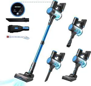 Cordless Vacuum Cleaner with 35Kpa Suction, Battery Vacuum Cleaner with LED Headlight & Anti-Tangle Brush, 6in1 Lightweight Cordless Vacuum for Home, Pet Hair, Hard Floors, Carpet