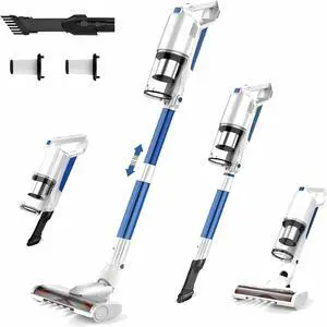 whall Cordless Stick Vacuum Cleaner,80,000RPM Cordless Vacuum Cleaner,Upgraded Strong Suction Brushless Motor,Lightweight Handheld Vacuum for Home Carpet Hard Floor Pet Hair,up to 55mins Runtime,White
