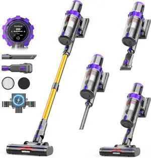 Cordless Vacuum Cleaner, 580W 48KPA 65Mins Runtime Self-Standing Vacuum Cleaners for Home, Stick Vacuum with Charging Dock Station Removable Battery, Handheld Vacuum for Carpet,Pet Hair,Hardwood Floor
