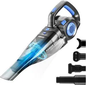 DEKOPRO 22V Upgraded Handheld Vacuum  Cordless & Rechargeable Car Vacuum Cleaner with LED Light, Strong Suction Mini Vacuum for Pet Hair & Dust, Includes Multi Nozzles for Wet/Dry Cleaning