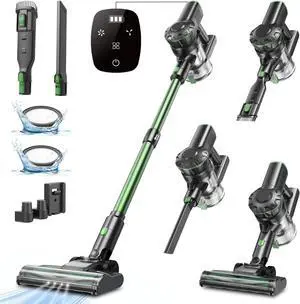 Vexilar Cordless Vacuum Cleaner, 550W/45Kpa Vacuum Cleaners for Home, Stick Vacuum with Brushless Motor, 45Mins Runtime, Touch Screen, Self-Standing, Lightweight Handheld Vacuum for Pet Hair(Green)