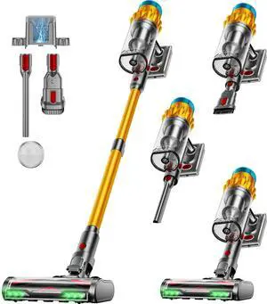 Cordless Vacuum Cleaner, 600W/50KPA, Max 65 Mins Runtime, Self-Standing Vacuum Cleaners for Home, Anti-Tangle Stick Vacuum, Smart Display Vacuum Cordless with 1.8L Cup for Pet Hair/Carpet/Hard Floor