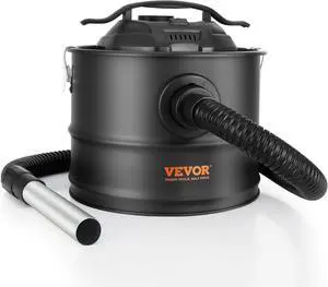 VEVOR Ash Vacuum Cleaner 4 Gallon with 1200W Strong Suction Ash Vac Collector with Wheels and 47.2-in Flexible Hose for Grills Fireplaces Pizza Ovens Log Burner Pellet Stoves Wood Stove
