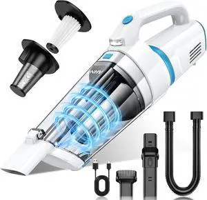 AHNR Handheld Vacuum Cordless, 16000PA Powerful Suction Hand Held Vacuum Dust Busters Cordless Rechargeable with LED Light & 2 HEPA Filters, Portable Car Vacuum Cleaner High Power for Car Home Office