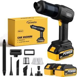 Handheld Car Vacuum Cordless, Portable Cars Vacuum Cleaner with 40000Pa High Power & Suction, Powerfull 4-in-1 Hand Held Air Duster Fast Cleaning for Car,Home,Office,Pet Hair (Yellow)