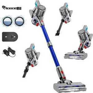 Cordless Vacuum Cleaner, 8 in 1 Powerful Stick Vacuum with 50Mins Rechargeable Battery, Vacuum Cleaners for Home Anti-Tangled Lightweight Handheld Vacuum for Hardwood Floor, Carpets, Pet Hair, Blue