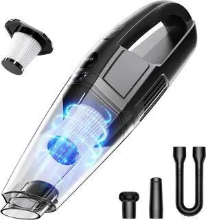 Handheld Vacuum Cordless Rechargeable 8000PA, Car Vacuum Portable Cordless, Hand Vacuum Rechargeable, 3 in 1, Lightweight, Hand Held Vacuum Cleaner for Car Home Office, Pet Hair