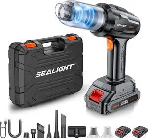SEALIGHT Car Vacuum Portable Cordless, 21000PA High Power Suction & Blower, Wireless Handheld Vacuum Cleaner for Car, Home, Office, Pet