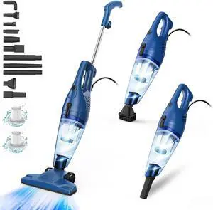 Corded Vacuum Cleaner, 12-in-1 Vacuum Cleaners for Home 15Kpa Power Suction Lightweight Stick Vacuum with Washable HEPA Filter Converts to a Handheld Vacuum for Home, Pet Hair, Carpet, Hard Floors