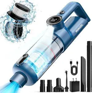 Handheld Vacuum Cordless - Car Vacuum Cleaner with Brushless Motor, 15000Pa Strong Suction with LED Light, Type C Port, 2 Fliters, Portable Hand Vacuum for Home, Pet and Car