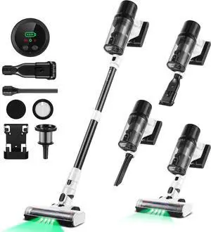 Cordless Vacuum Cleaner, 50min Runtime with 2-Hour Fast Charging, Self-Standing Stick Vacuum with Intelligent Auto Mode, Powerful Suciton for Pet Hair, Carpet & Hard Floor