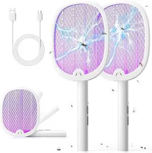 YISSVIC Electric Fly Swatter Foldable Bug Zapper Racket 2 in 1 Mosquito Killer with Purple Attractant Light Rechargeable 1800mAh for Indoor Home Backyard Patio Camping YISSVIC Electric Fly Swatter Foldable Bug Zapper Racket 2 in 1 Mosquito Killer with Purple Attractant Light Rechargeable 1800mAh for Indoor Home Backyard Patio Camping