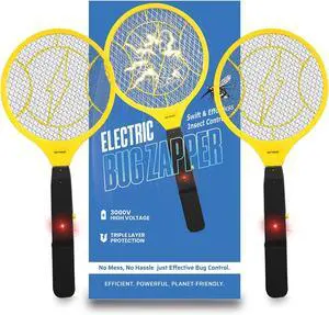 DEVOGUE® Pack of 2 Electric Fly Swatter Bug Zapper Operated with 2 * AA Batteries Flies Killer Indoor & Outdoor Pest Control Mosquito Zapper and Insect Catcher Racket (Packing May Varies)
