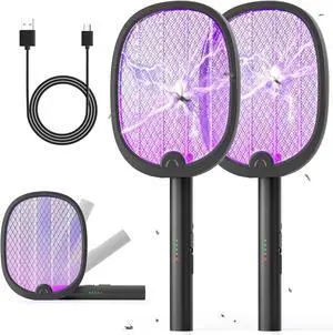YISSVIC Electric Fly Swatter Foldable Bug Zapper Racket 2 in 1 Mosquito Killer with Attractant Light Rechargeable 1800mAh for Indoor Home Backyard Patio Camping YISSVIC Electric Fly Swatter Foldable Bug Zapper Racket 2 in 1 Mosquito Killer with Attractant Light Rechargeable 1800mAh for Indoor Home Backyard Patio Camping